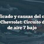 Significado y causas del código B0270 Chevrolet: Circuito de flujo de aire 7 bajo