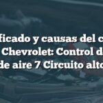 Significado y causas del código B0271 Chevrolet: Control de flujo de aire 7 Circuito alto