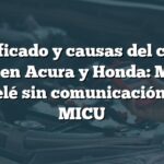 Significado y causas del código B1056 en Acura y Honda: Módulo de relé sin comunicación con MICU