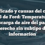 Significado y causas del código B10B3 de Ford: Temperatura de descarga de aire del panel derecho sin subtipo de información