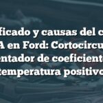 Significado y causas del código B10EA en Ford: Cortocircuito en calentador de coeficiente de temperatura positivo