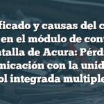 Significado y causas del código B1159 en el módulo de control de la pantalla de Acura: Pérdida de comunicación con la unidad de control integrada multiplexada