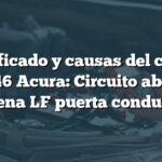 Significado y causas del código B1646 Acura: Circuito abierto antena LF puerta conductor