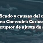 Significado y causas del código B2101 en Chevrolet: Cortocircuito en interruptor de ajuste de asiento