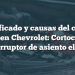 Significado y causas del código B2104 en Chevrolet: Cortocircuito en interruptor de asiento eléctrico