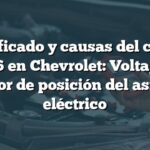 Significado y causas del código B2116 en Chevrolet: Voltaje del sensor de posición del asiento eléctrico