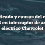 Significado y causas del código B2182 en interruptor de asiento eléctrico Chevrolet