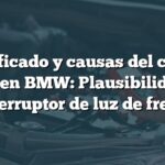 Significado y causas del código P0571 en BMW: Plausibilidad del interruptor de luz de freno