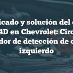 Significado y solución del código B094D en Chevrolet: Circuito indicador de detección de objetos izquierdo