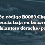 Solución código B0069 Chevrolet: Resistencia baja en bolsa de aire techo delantero derecho/pasajero