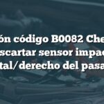 Solución código B0082 Chevrolet: Descartar sensor impacto frontal/derecho del pasajero